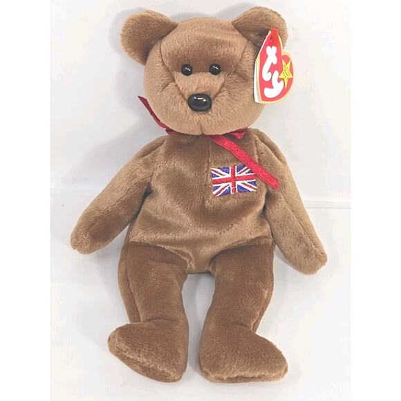 1997 Ty Beanie Baby "Britannia" Retired British Flag Brown Bear BB30 - Picture 1 of 5